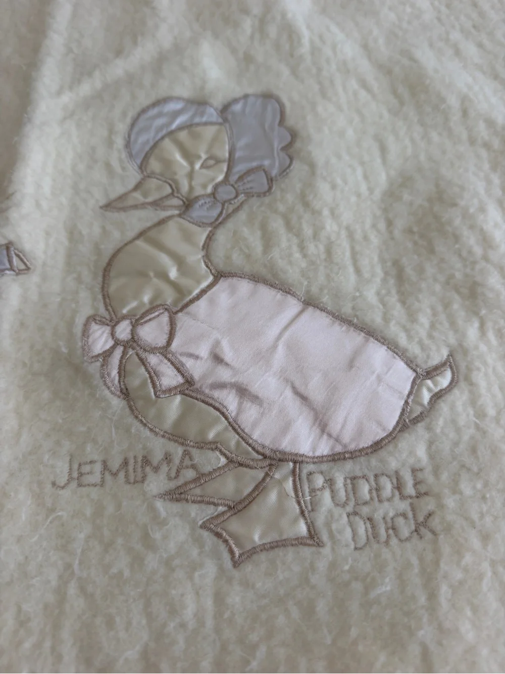 Vintage Quiltex Beatrix Potter Peter Rabbit Embroidered Satin Edge Baby Blanket